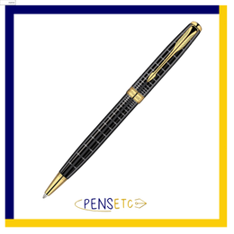 Parker Sonnet Dark Grey Lacquer Checked GT Ballpoint Pen S0912470 Vintage