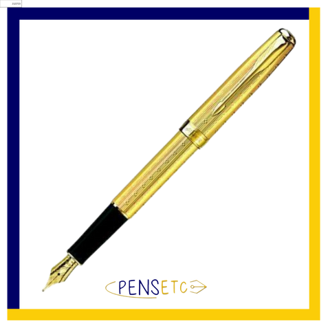 Parker Sonnet Chiselled Golden with Gold Trims Fountain Pen Medium Nib S0808250