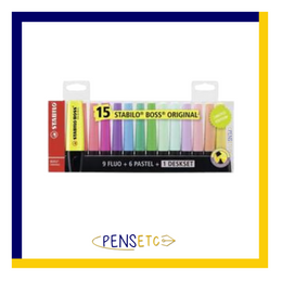 Stabilo Boss Original Highlighters 15 Pack Assorted + Deskset LIMITED EDITION