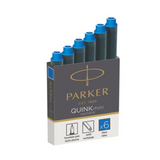 Parker Quink Mini Ink Cartridges x 12 available in 6 Colours