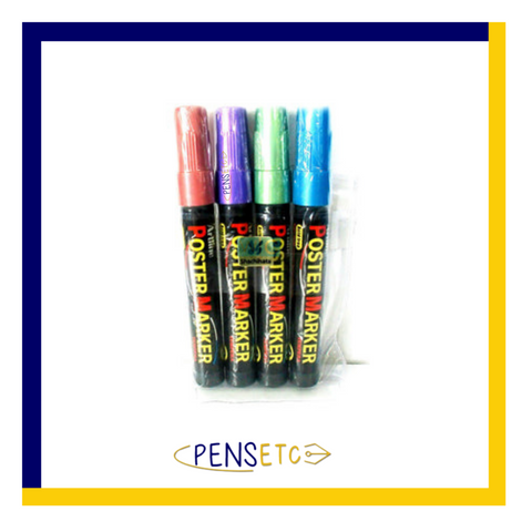 Artline Metallic Poster Markers in 4 Assorted Colours 4mm Bullet Tip EPP-4