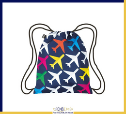 LOQI AIRPORT Airplane Drawstring Backpack