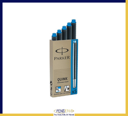 Parker Quink Fountain Pen Ink Cartridges x10 Washable Blue