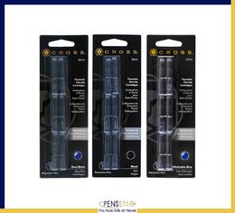 Cross Ink Cartridges for Fountain Pens in Black, Blue, Blue/Black or Washable Blue x 12