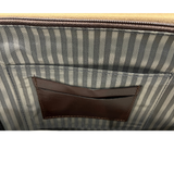 Quindici Luxury Designer Brown Leather Flapover Briefcase Business Bag