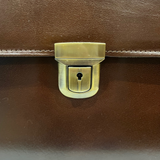 Quindici Luxury Designer Brown Leather Flapover Briefcase Business Bag
