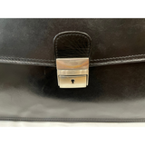 Quindici Luxury Designer Black Leather Flapover Briefcase Business Bag