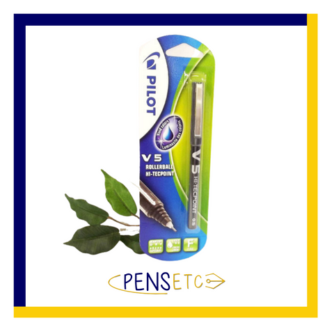 Pilot V5 Hi-Tecpoint 0.5 Extra Fine Roller Ball Pen x1 Black Blister Carded