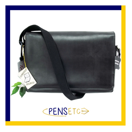 Quindici 15.6 Laptop Messenger Bag Black Soft Split Leather QSB 725