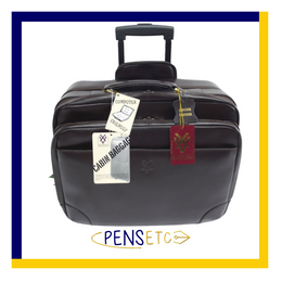 Quindici Leather Business Overnight Trolley Bag Hand Luggage Size with Laptop Section in Black or Brown QSB 718