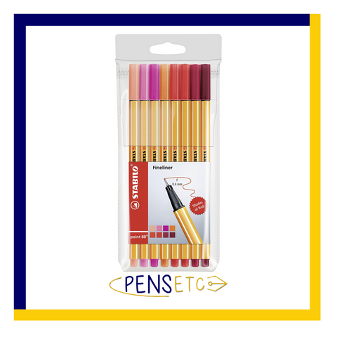 Stabilo Point 88 Fineliner Pens "Shades of Red" 8 Pack
