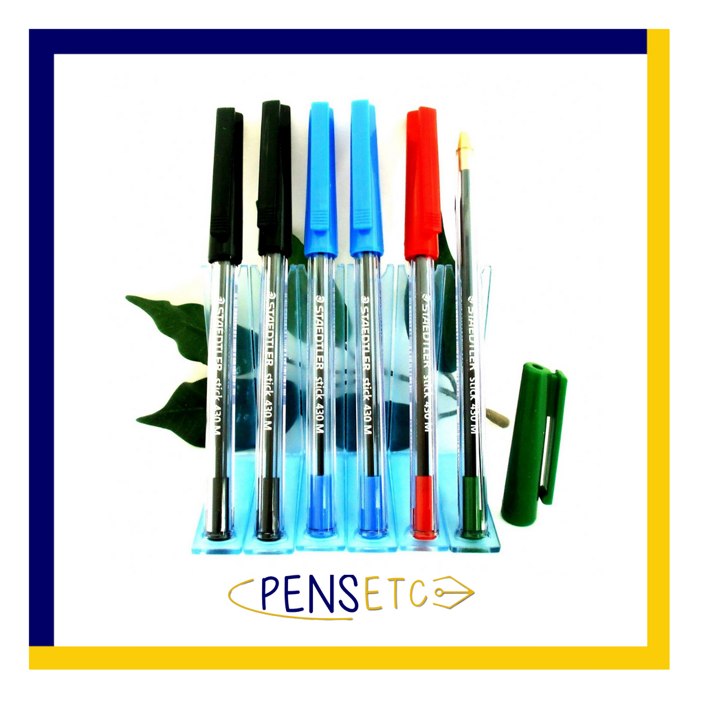 STAEDTLER Stick 430 Medium Tip Ballpoint Pens - Blue Red Green Black