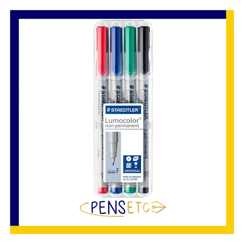 Staedtler Lumocolor Pen Set x4 Non-Permanent 316 WP4 Fine Black*Blue*Red*Green