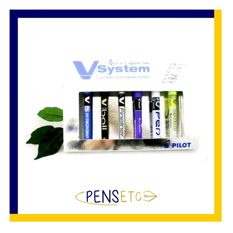 Pilot "V" System Liquid Ink Box Set x 6 Assorted pens & highlighters V5 and V7