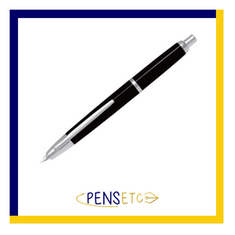 Pilot Capless Decimo Fountain Pen in Black with Rhodium Trims and a Medium Nib
