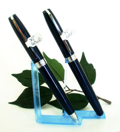X-Pen Legend Fountain Pen and Ballpoint Pen Set in Deep Navy Blue with Chrome Detail 404FPBP