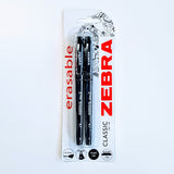 Zebra Z-Grip Erasable Classic Gel Ink Pens x2 0.7mm in Black or Blue