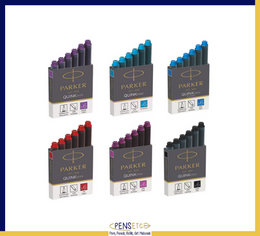 Parker Quink Mini Ink Cartridges x 12 available in 6 Colours