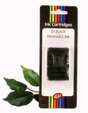 Fountain Pen Ink Cartridge Short Universal Size Black or Blue x24 Washable Ink