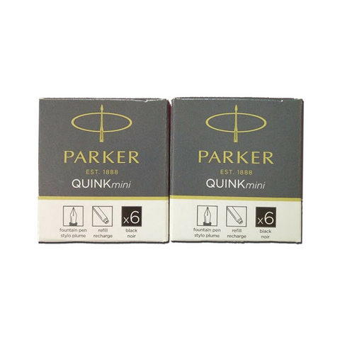 Parker Quink Mini Ink Cartridges x 12 available in 6 Colours