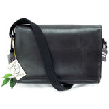 Quindici 15.6 Laptop Messenger Bag Black Soft Split Leather QSB 725