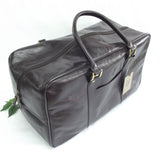 Quindici Square Leather Holdall in Dark Brown Vegetable Tan for Men & Women QVB 518