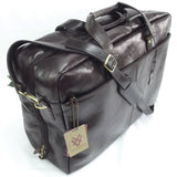 Quindici Travel Suitcase Brown Leather Hand Luggage Size I.A.T.A. Vegetable Tan For Men & Women QVB 517