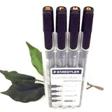 Staedtler Lumocolor Pen Set x4 Line Widths S*F*M*B Black Permanent Hard Case
