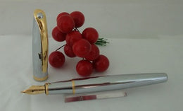 X-Pen Aura Fountain Pen Stainless Steel & Gold 382F