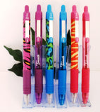Zebra Z-Grip Funky Brights Zebra, Cheetah Tiger + Plain Barrel x6 Pens