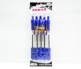 Zebra Z-Grip Retractable Ballpoint Pen 5 Pack in 3 Colour Options