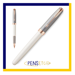 Parker Sonnet Executive Fountain Pen Medium Nib Pearl/Grey 1930060