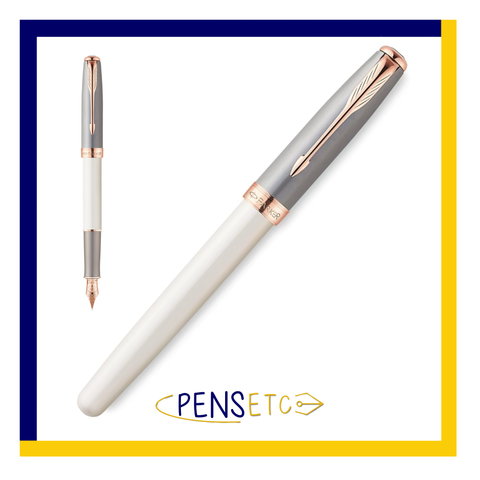 Parker Sonnet Executive Fountain Pen Medium Nib Pearl/Grey 1930060