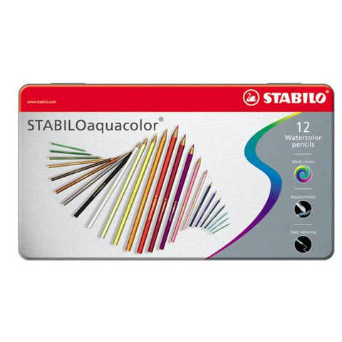 Stabilo Aquacolor Pencils Gift Tin 12, 24 or 36 Watercolour Pencils