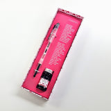 Herbin Transparent Rollerball Pen with Rose Ink Bottle, Converter and Gift Box