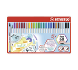 STABILO Fibre-Tip Pen 68 Brush Tin  (Pack of 15 or 25)
