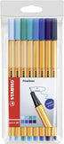 Stabilo Point 88 Fineliner Pens "Shades of Blue" 8 Pack