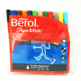 Berol ColourBroad Fibre Tip Pens Wallet x12 Assorted Colours