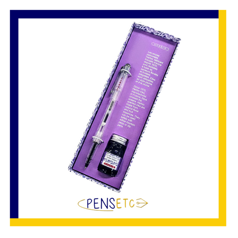 Herbin Transparent Rollerball Pen with Violet Ink Bottle, Converter and Gift Box