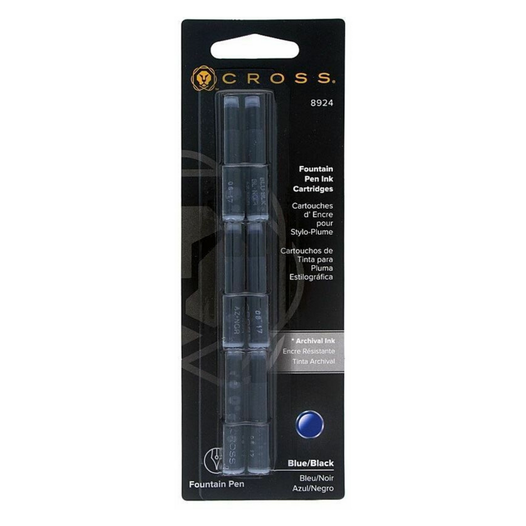 Cross Ink Cartridges for Fountain Pens in Black, Blue, Blue/Black or W ...