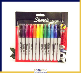 Sharpie Fine Marker Pen x12 Assorted Colours Fine Tip 1.00mm Permanent Ink