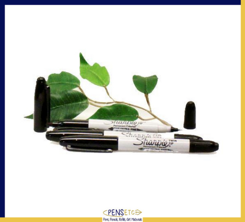 Sharpie Twin Tip Marker Pen x3 Black Fine/Ultra Fine Tip Permanent Ink