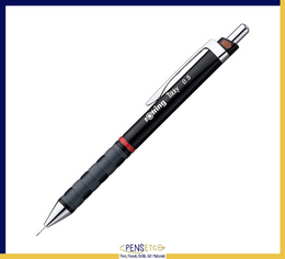 Rotring Tikky 0.5 Retractable Pencil Black Body Chrome Trims Rubber Grip
