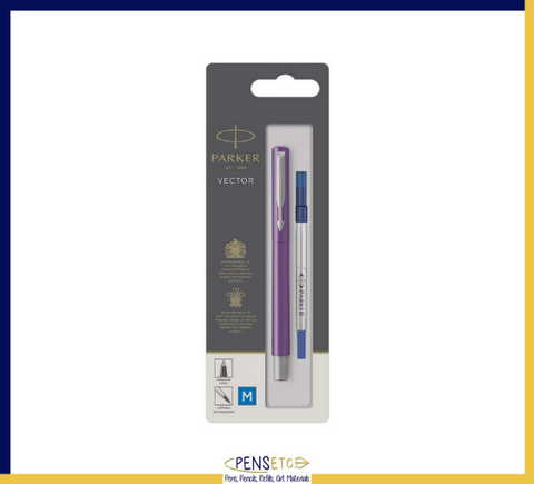 Purple Parker Vector Colour Medium Rollerball Pen + Refill