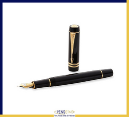Parker Duofold Mini Fountain Pen International in Black and Gold Fine Nib