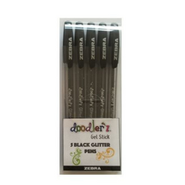 Zebra DOODLER’Z Gel Stick Pens Black Glitter 5 packs