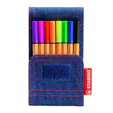 Stabilo Point 88 Mini Fineliner Pens 8 Pack in Denim Jean Pocket Wallet