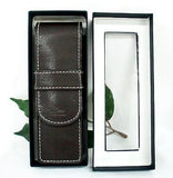 Grandluxe Pen Holder in Brown Faux Leather