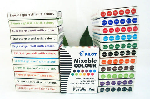 Pilot Parallel Pen Ink Cartridges ICP3 12 Pack Available in 12 Colours
