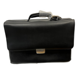 Quindici Leather Black Flapover Briefcase